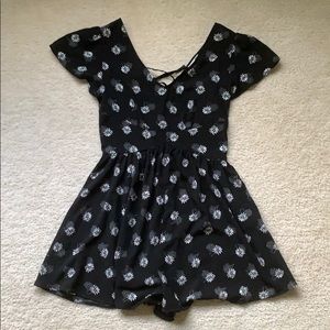 LA Hearts Romper with Lace Up Back Detail